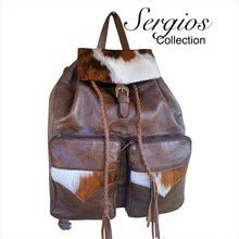 Load image into Gallery viewer, Backpack brown soft leather and hair on hyde
