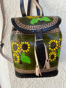 Frida Kalho collection backpack, Handmade, Hand tooled, Hand painted