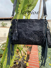 Load image into Gallery viewer, Crossbody Black Embossed Floral

