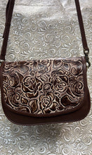 Load image into Gallery viewer, Santa Barbara Saddle bag style IN FLORAL BROWN
