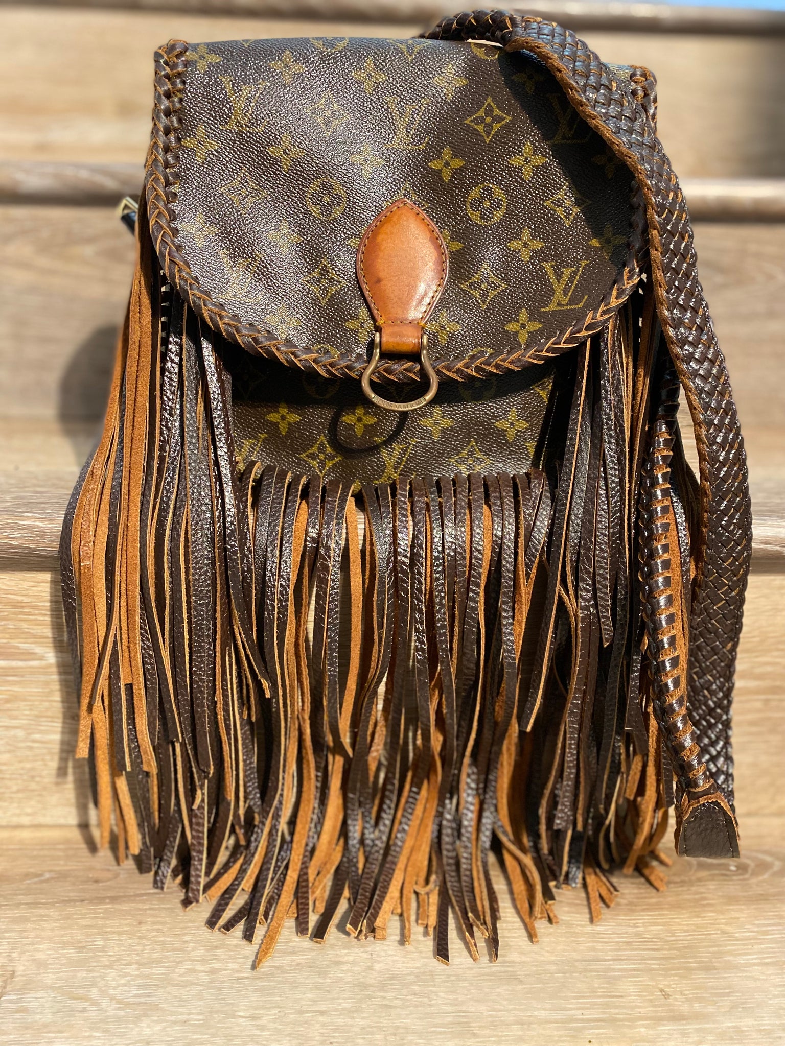 Louis Vuitton, Bags, Vintage Lv Bucket Bag Revamped Fringe Boho Western
