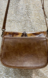 Santa Barbara Saddle bag style with longhorn in tan