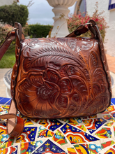Load image into Gallery viewer, Handmade and hand tooled handbag.
