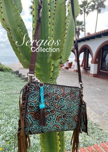 Turquoise floral Crossbody