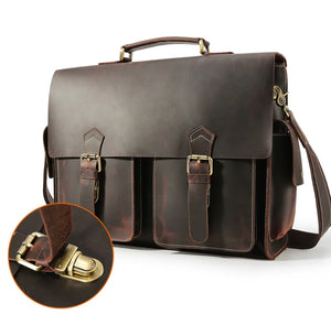 Leather Briefcase Shoulder Bag Handbag 17” Laptop bag Messangers Crossbody