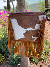 Load image into Gallery viewer, Cowhide Crossbody made out of genuine leather with long 54 inches shoulder strap.
