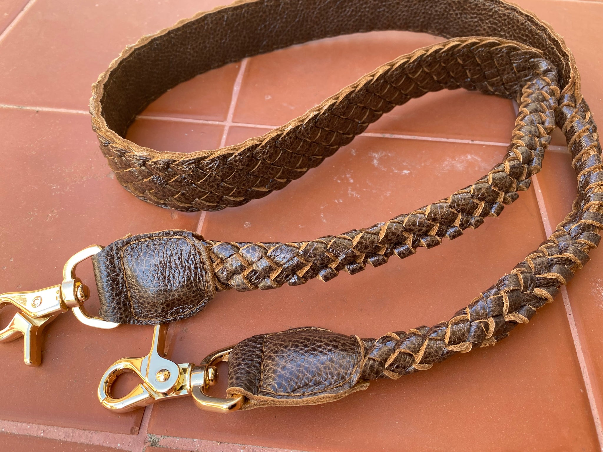 Braided Leather Strap for Purses Crazy Horse / Brown