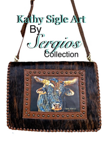 Beautiful Art by Kathy Sigle Added To A Soft Leather Messenger Style Bag by Sergios Collection