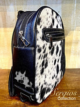 Load image into Gallery viewer, Medium Black &amp; White Cowhide Backpack
