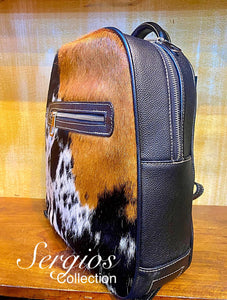 Large Tricolor Cowhide Backpack