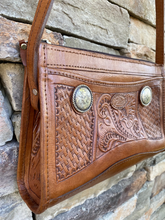 Load image into Gallery viewer, Sergios Collection Vintage Hand Tooled Leather Shoulder Bag
