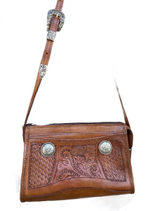 Sergios Collection Vintage Hand Tooled Leather Shoulder Bag